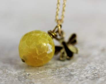 Bee honeycomb necklace. Gold plated sterling. Detail