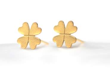 OFFER of the month, special price: Four leaf clover stud earrings. 18k gold over sterling vermeil