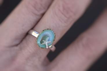 Villa Sorgenfrei 925 silver ring turquoise ring starfish jewelry summer holiday mermaid ring sea shell seashell handmade jewellery birthday gift mothers day nautical jewelry maritime jewelry gifts for her
