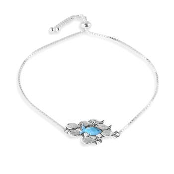 Swimming against the current bracelet. 925 sterling silver and blue turquoise enamel