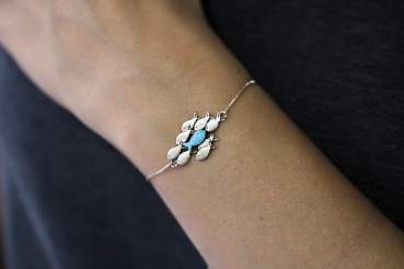Swimming against the current bracelet. 925 sterling silver and blue turquoise enamel