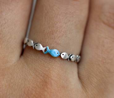Swimming against the current. DAINTY sterling silver ring