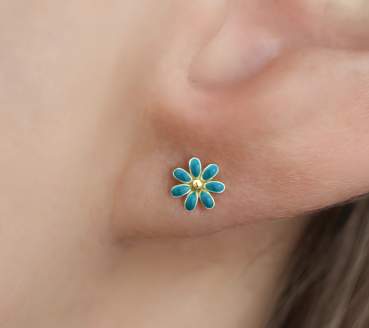 Sterling gold plated forget me not earrings