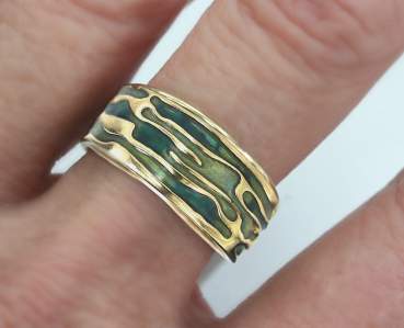 OCEAN RING. 18k gold plated sterling silver. GREEN