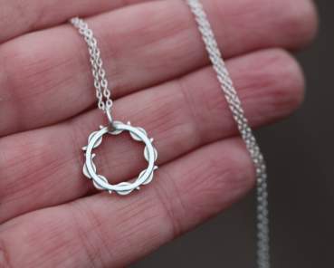 Against The Current. Sterling Silver & Enamel Fish Circle Pendant Necklace
