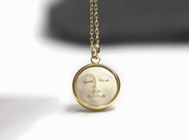 925 Sterling Silver Moon Face Necklace