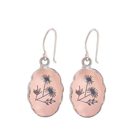 Rose Quartz flower earrings – 925 Sterling Silver