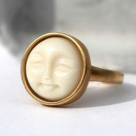 Mond Gesicht Ring 585 vergoldet