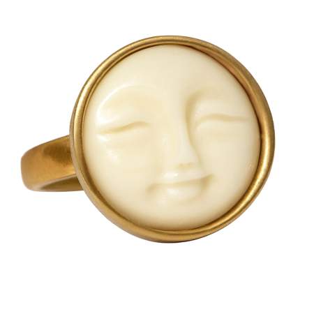 Mond Gesicht Ring 585 vergoldet