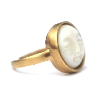 Mond Gesicht Ring 585 vergoldet