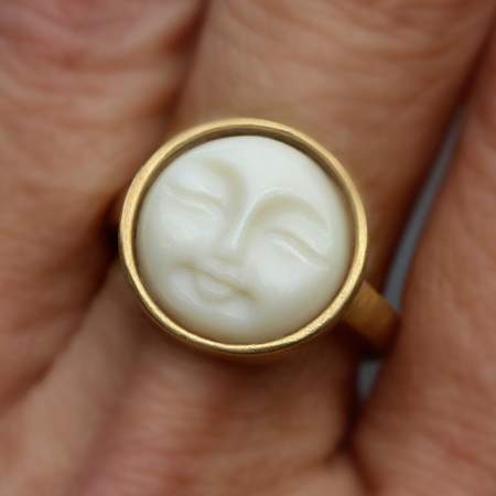 Mond Gesicht Ring 585 vergoldet
