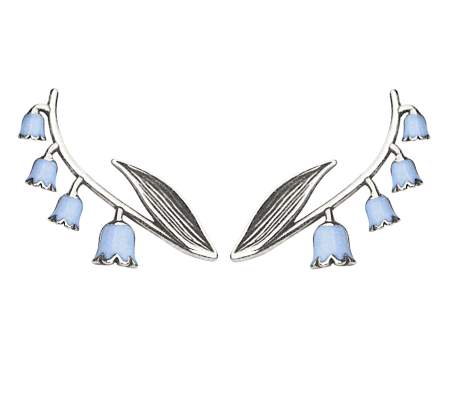 Bellflower Ear Climber. 925 Silver & blue enamel