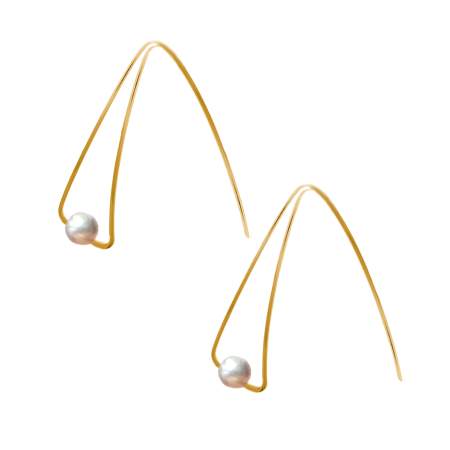 Offene Perlen Creolen. 925 Silber vermeil gold