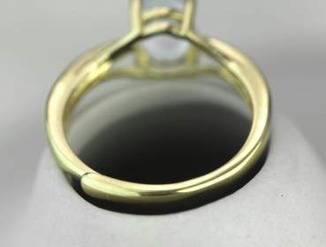 Ring Glas Mondstein Vintage Vergoldetes Silber und winzige Kristalle