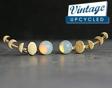 Moon phases genuine vintage opal ear climbers
