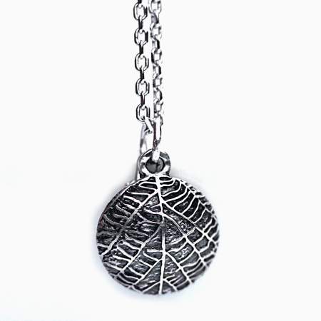 Dainty red robin leaf necklace. 925 sterling silver & orange enamel