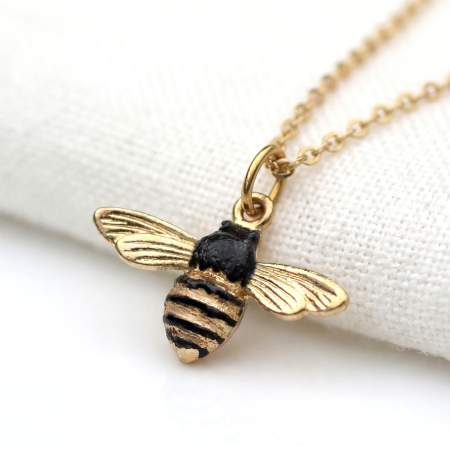Bienenkette. 925 Silber vergoldet. Emaille.