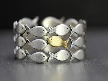 Swimming against the current sterling silver ring