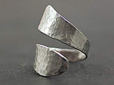 Sterling Silver Hammered Twisted Ring-Adjustable