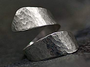 Sterling Silver Hammered Twisted Ring-Adjustable