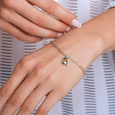925 Silber Armband mit Rotkehlchen Anhänger