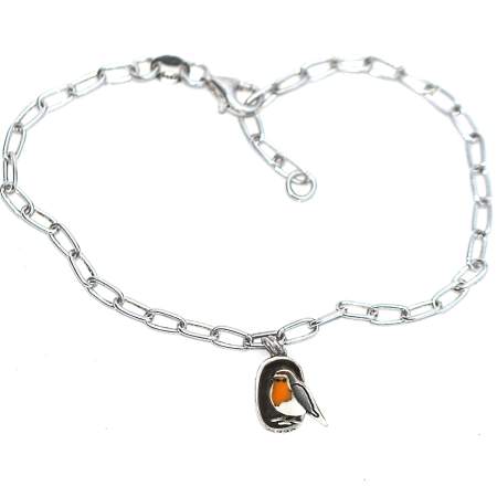 925 Silber Armband mit Rotkehlchen Anhänger