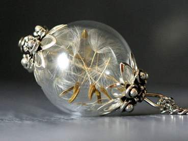 Real Dandelion Seeds antique style glass orb