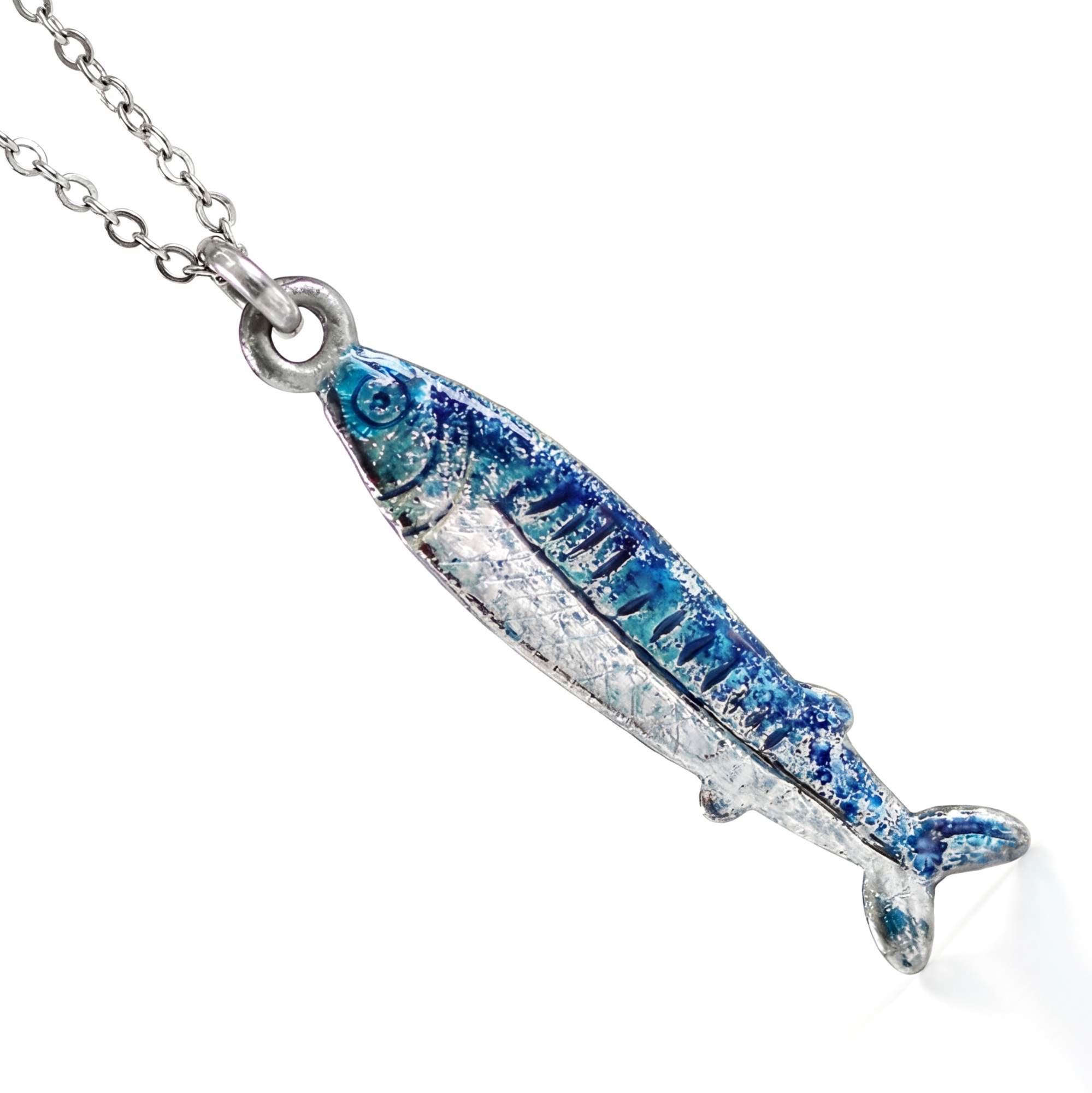 Sardinen Kette mit emailliertem Fisch Anhänger