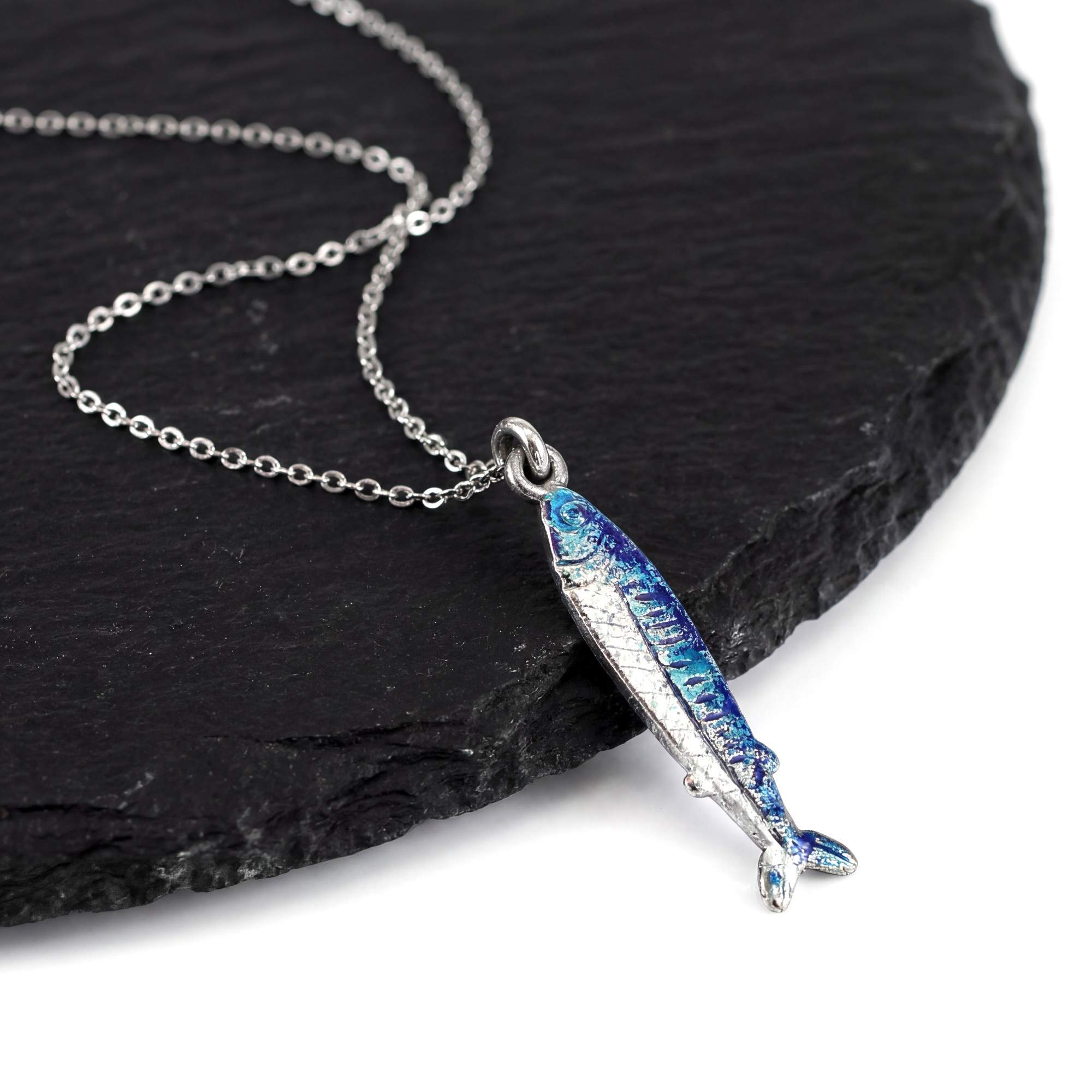 Sardinen Kette mit emailliertem Fisch Anhänger