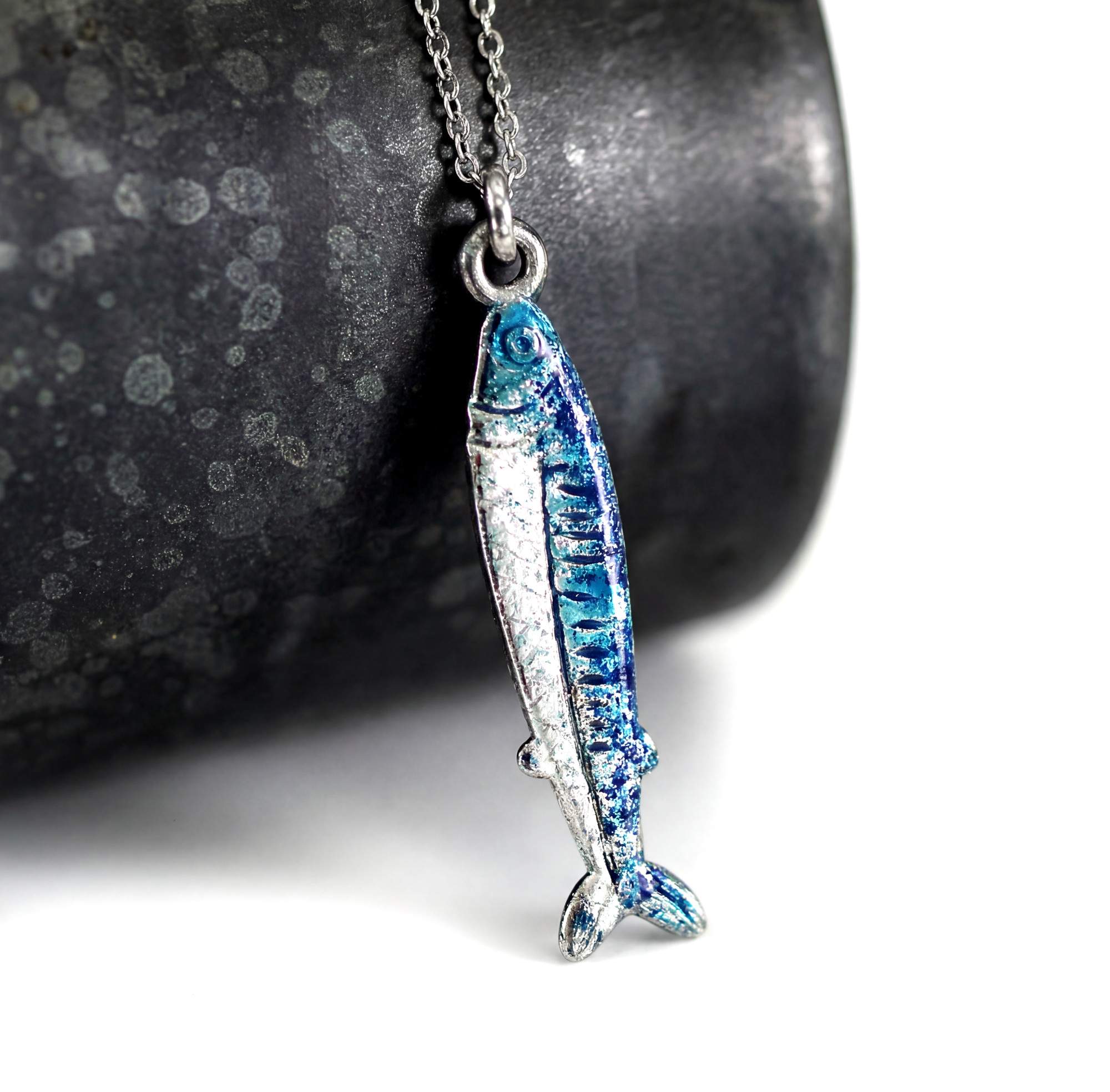 Sardinen Kette mit emailliertem Fisch Anhänger