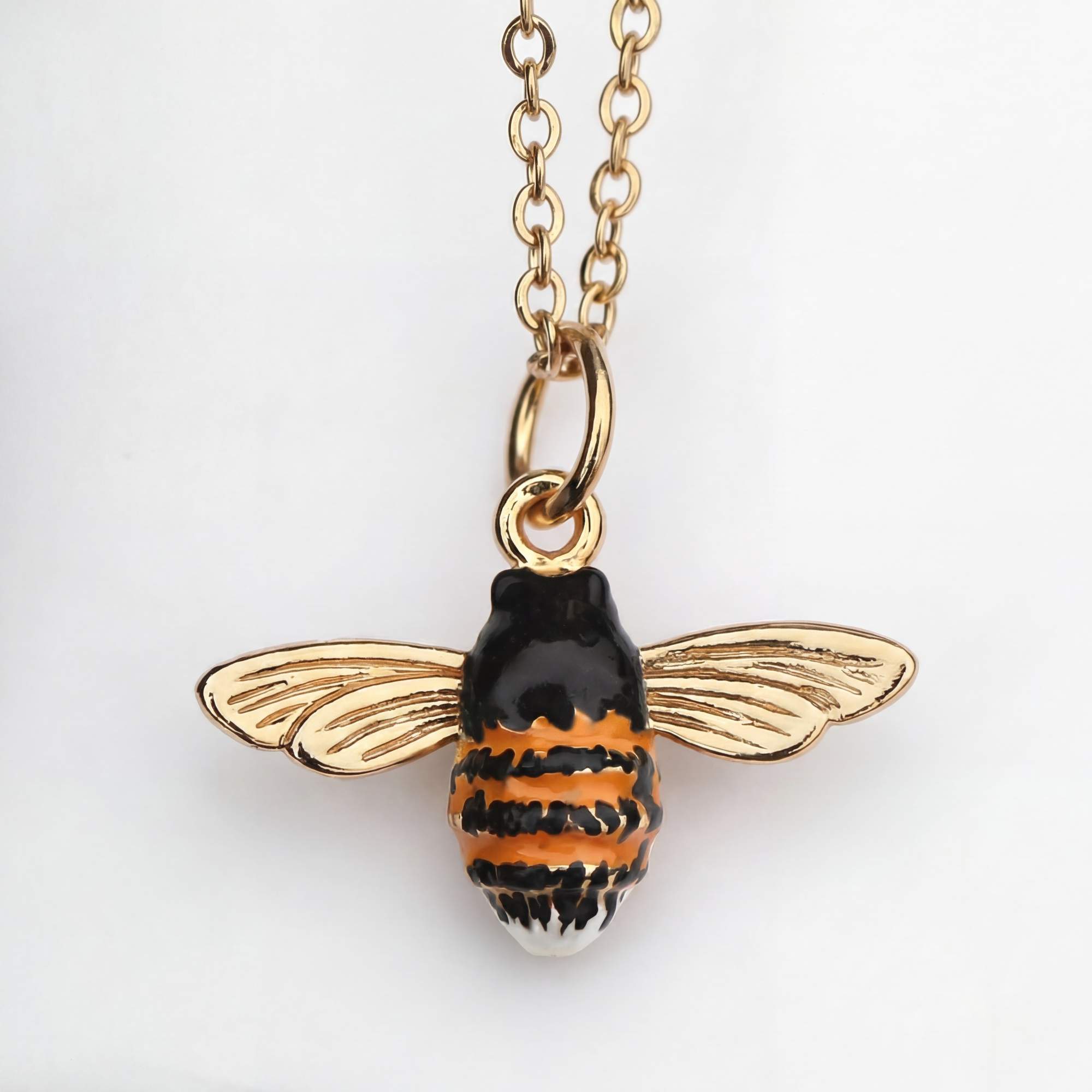 Hummel Kette Silber vergoldet, handemaillierter Hummel Anhänger