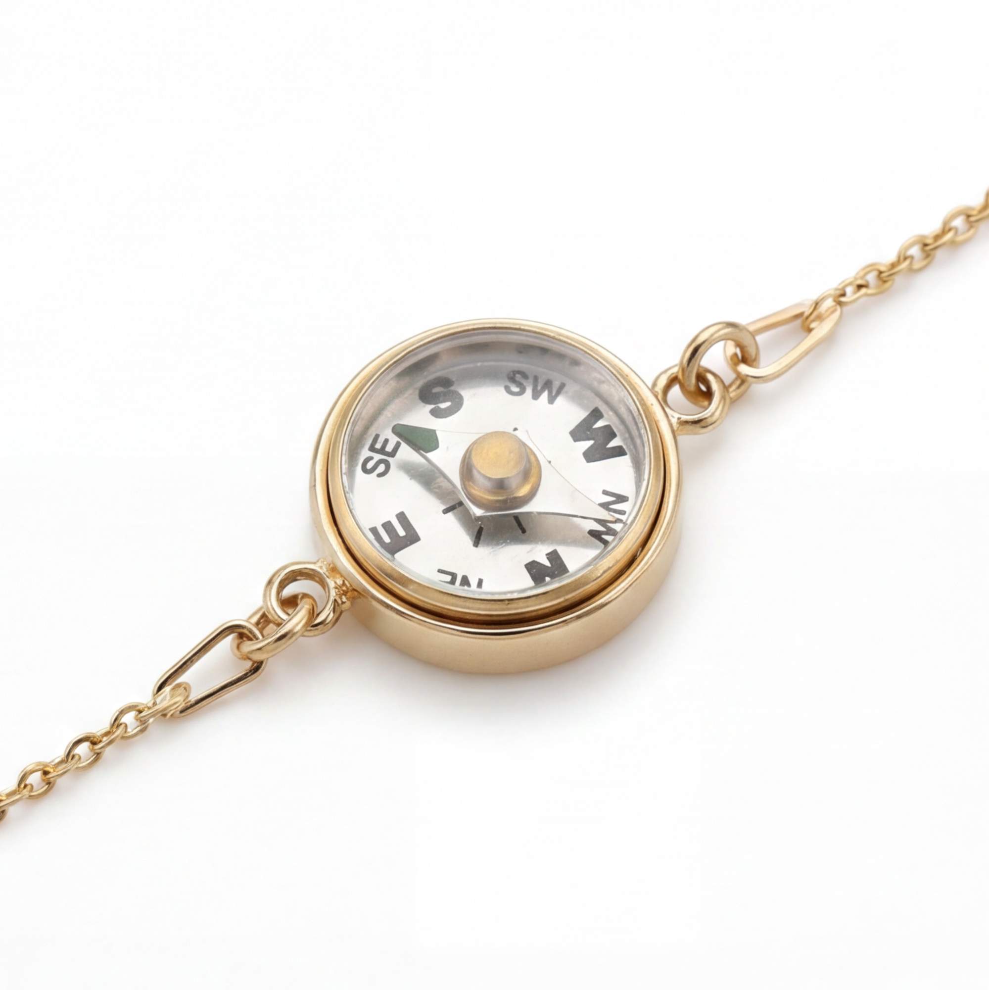 Kompass Armband gold. Funktionierender Kompass. 925 Sterling vergoldet