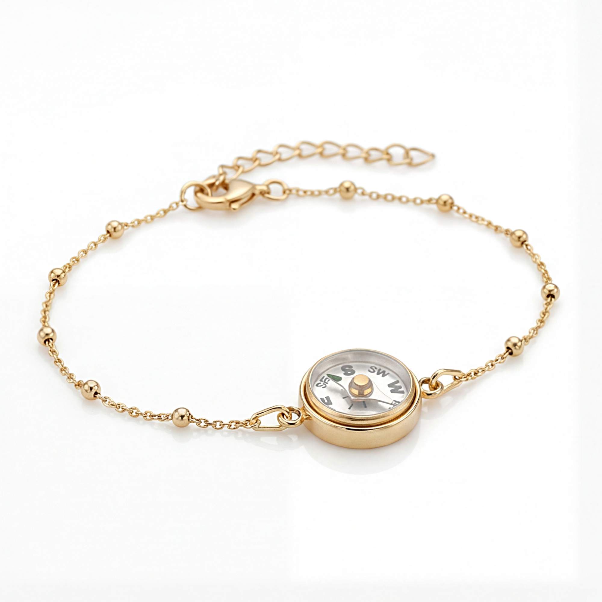 Kompass Armband gold. Funktionierender Kompass. 925 Sterling vergoldet