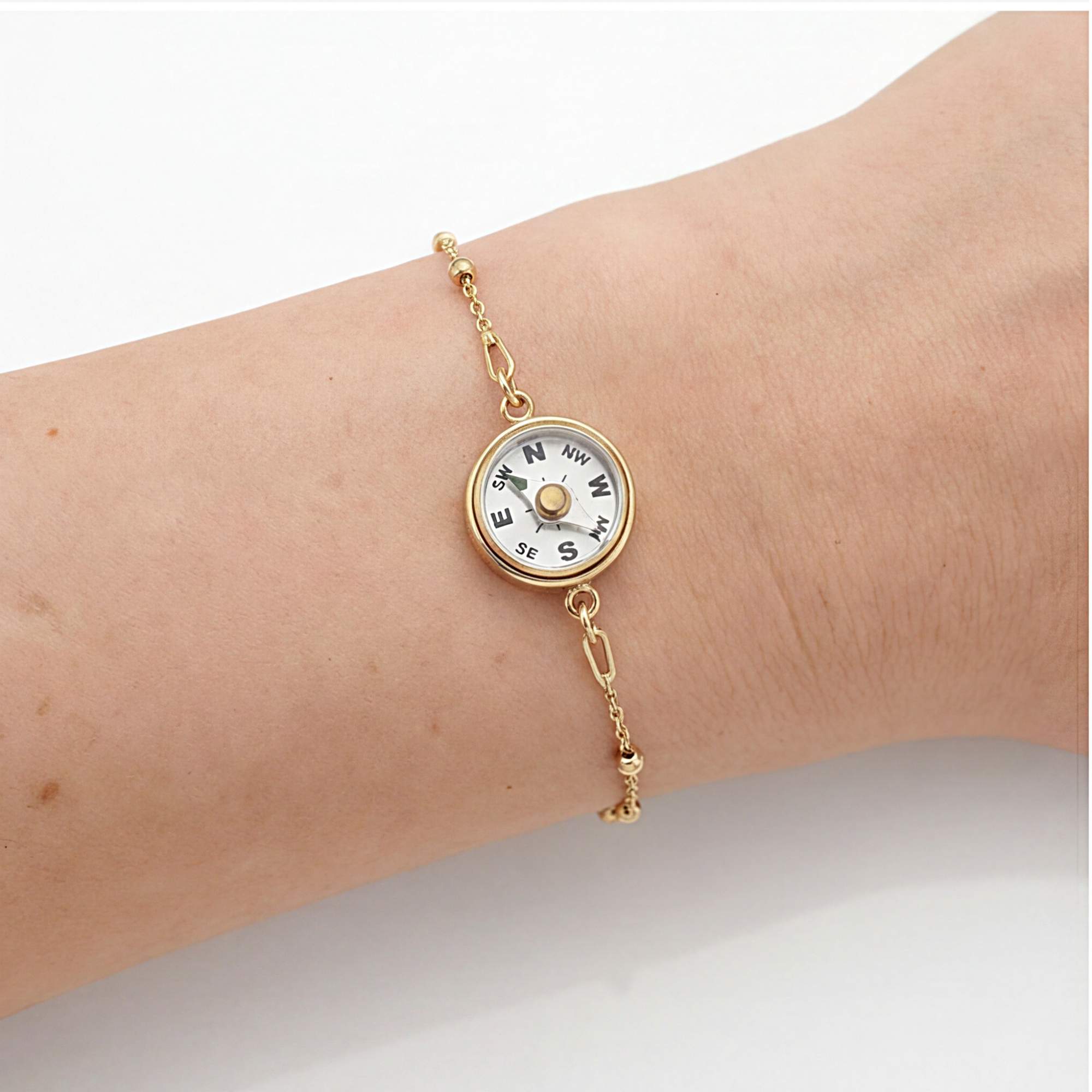 Kompass Armband gold. Funktionierender Kompass. 925 Sterling vergoldet