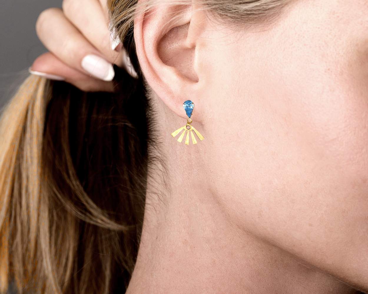 Blue Gold fan earrings