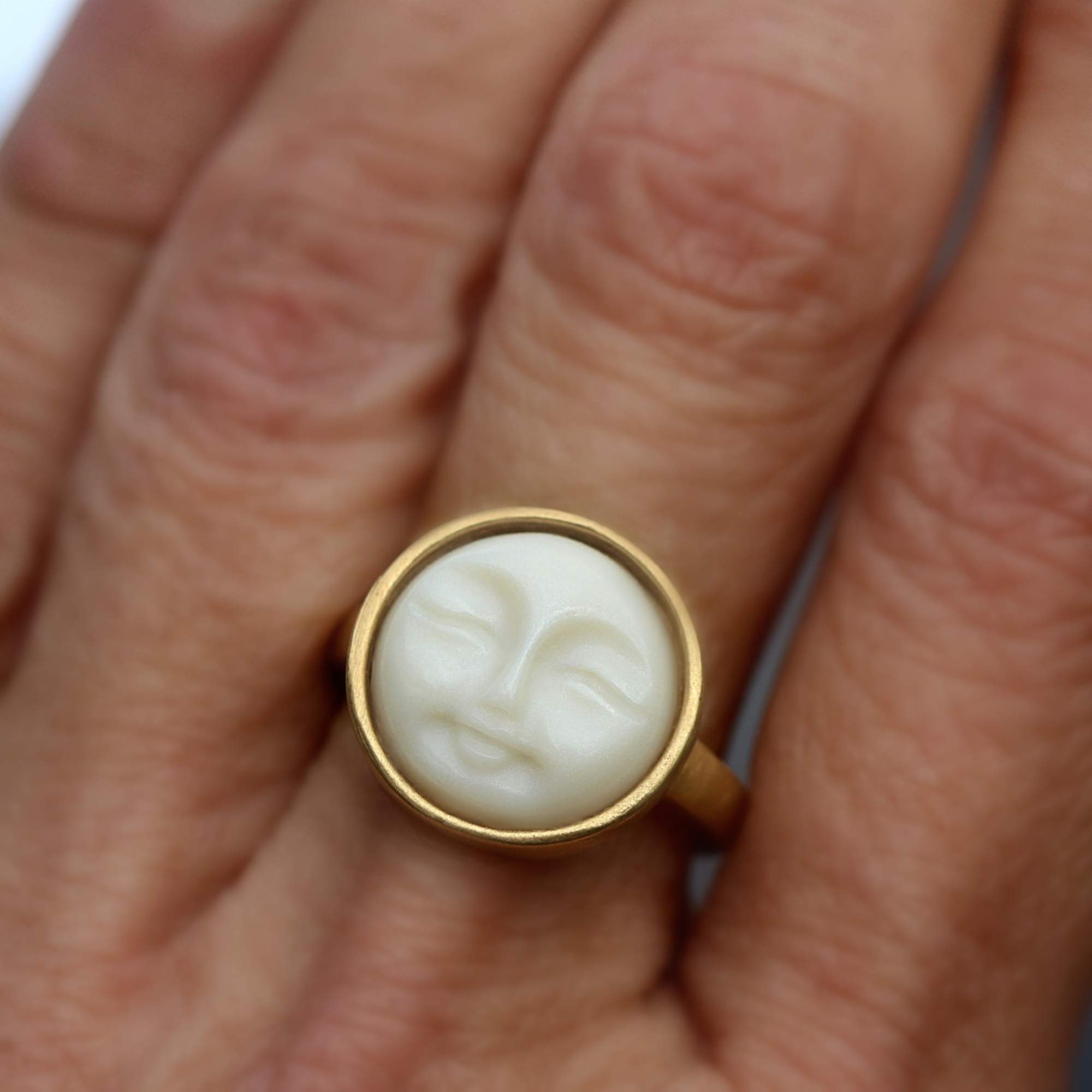 Mond Gesicht Ring 585 vergoldet