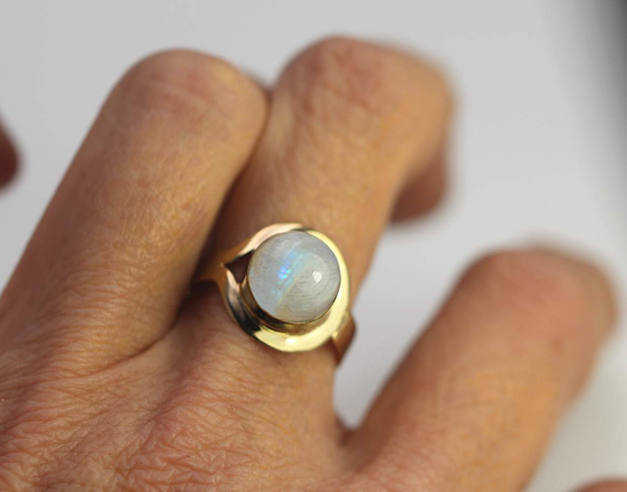 Perlen Ring. 750er vergoldetes Silber