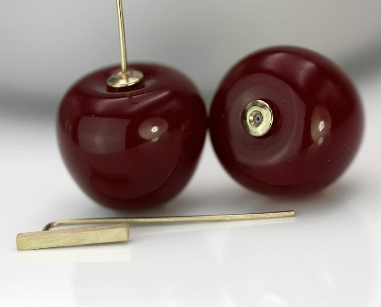 Cherry earrings.18k gold plated sterling.