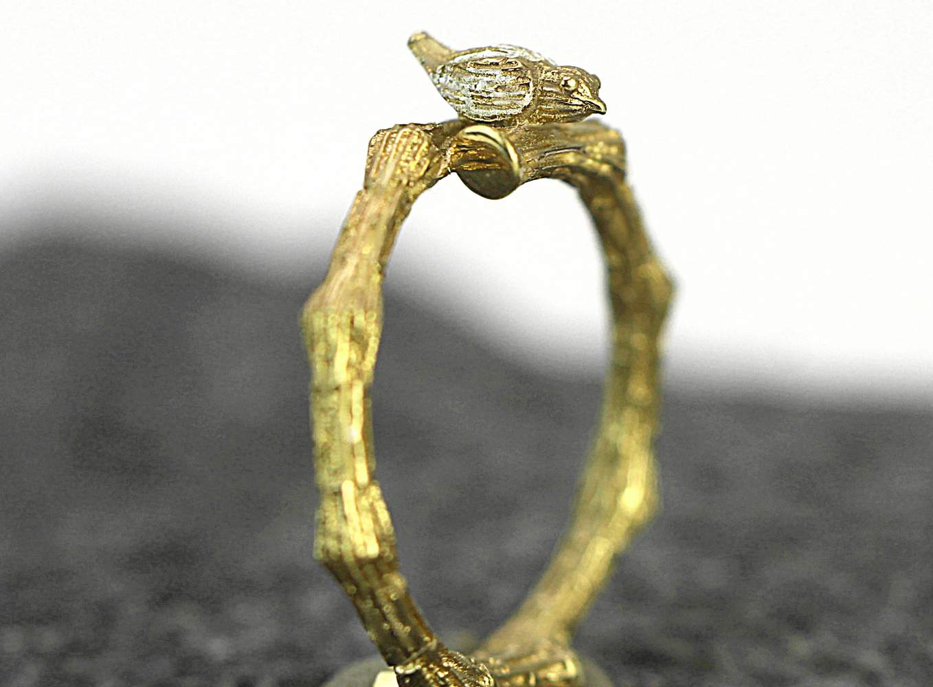 Kleiner Vögelchen Ring. 585er vergoldetes Silber. Süß!