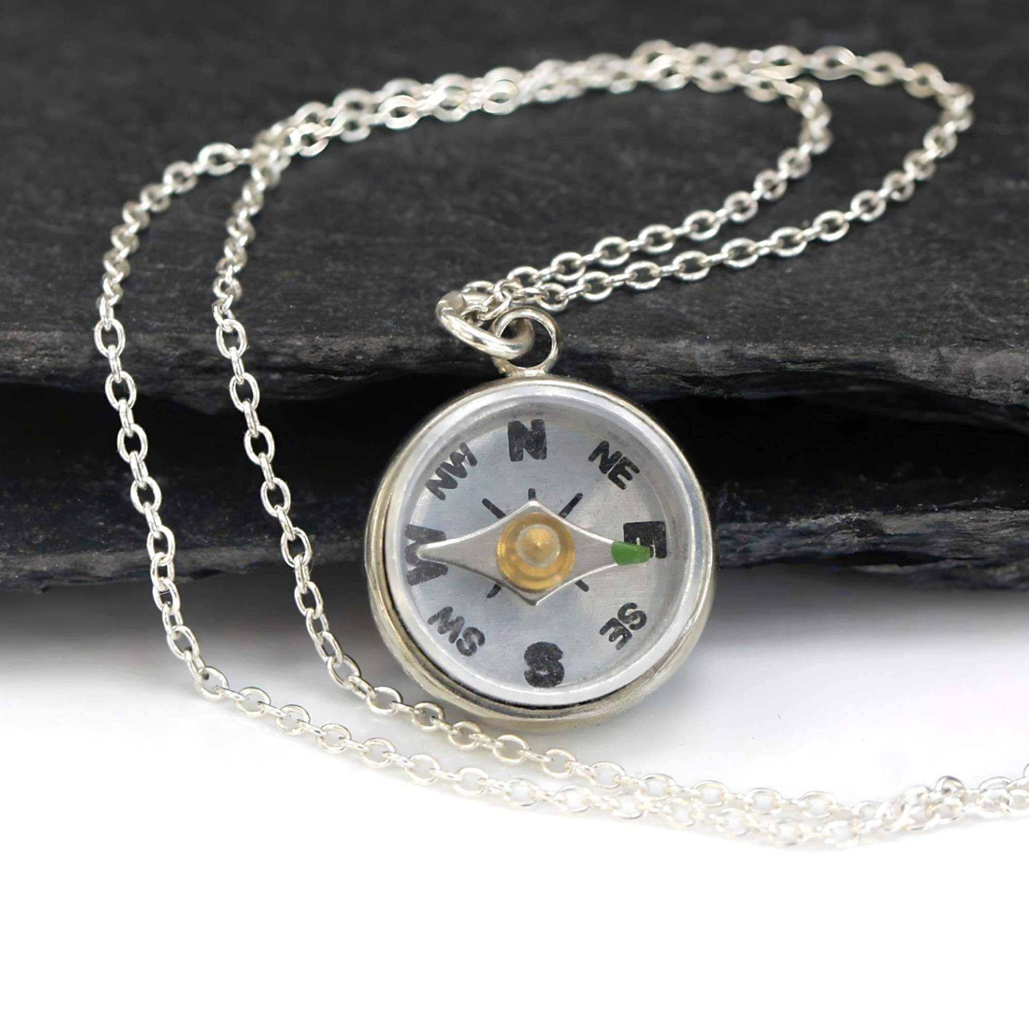 Dainty working compass necklace. 925 Sterling Silver