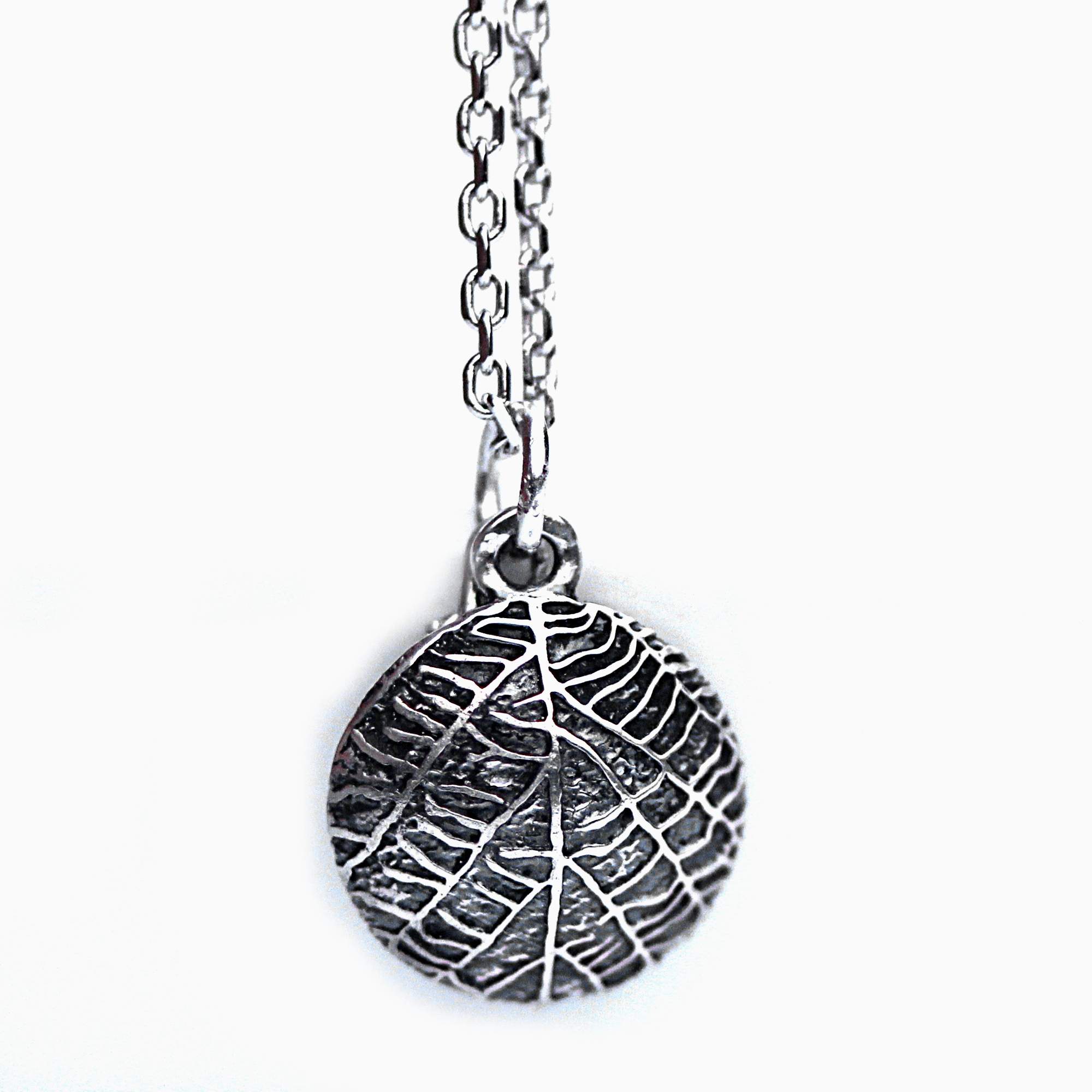 Dainty red robin leaf necklace. 925 sterling silver & orange enamel