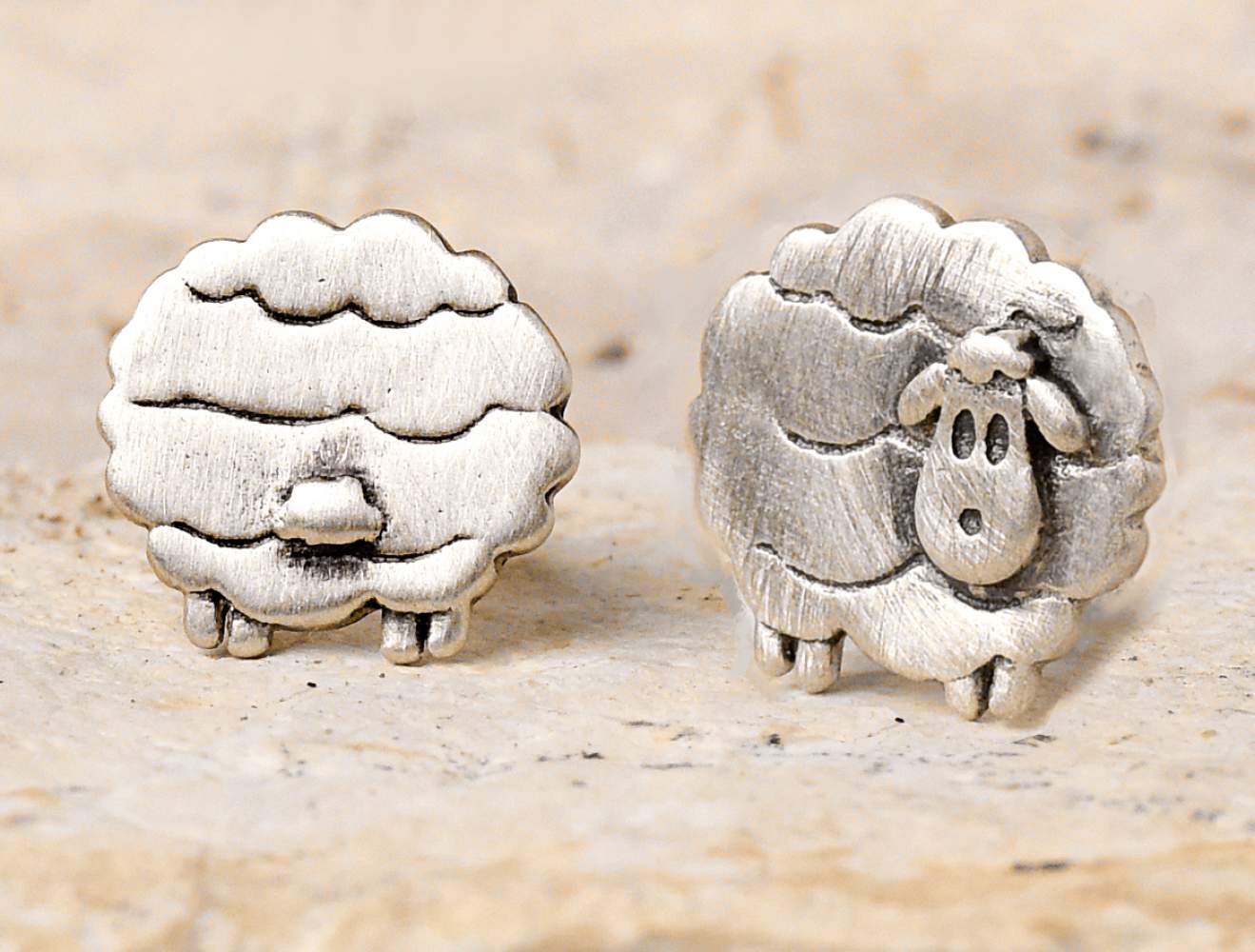 Sterling mismatched sheep stud earrings