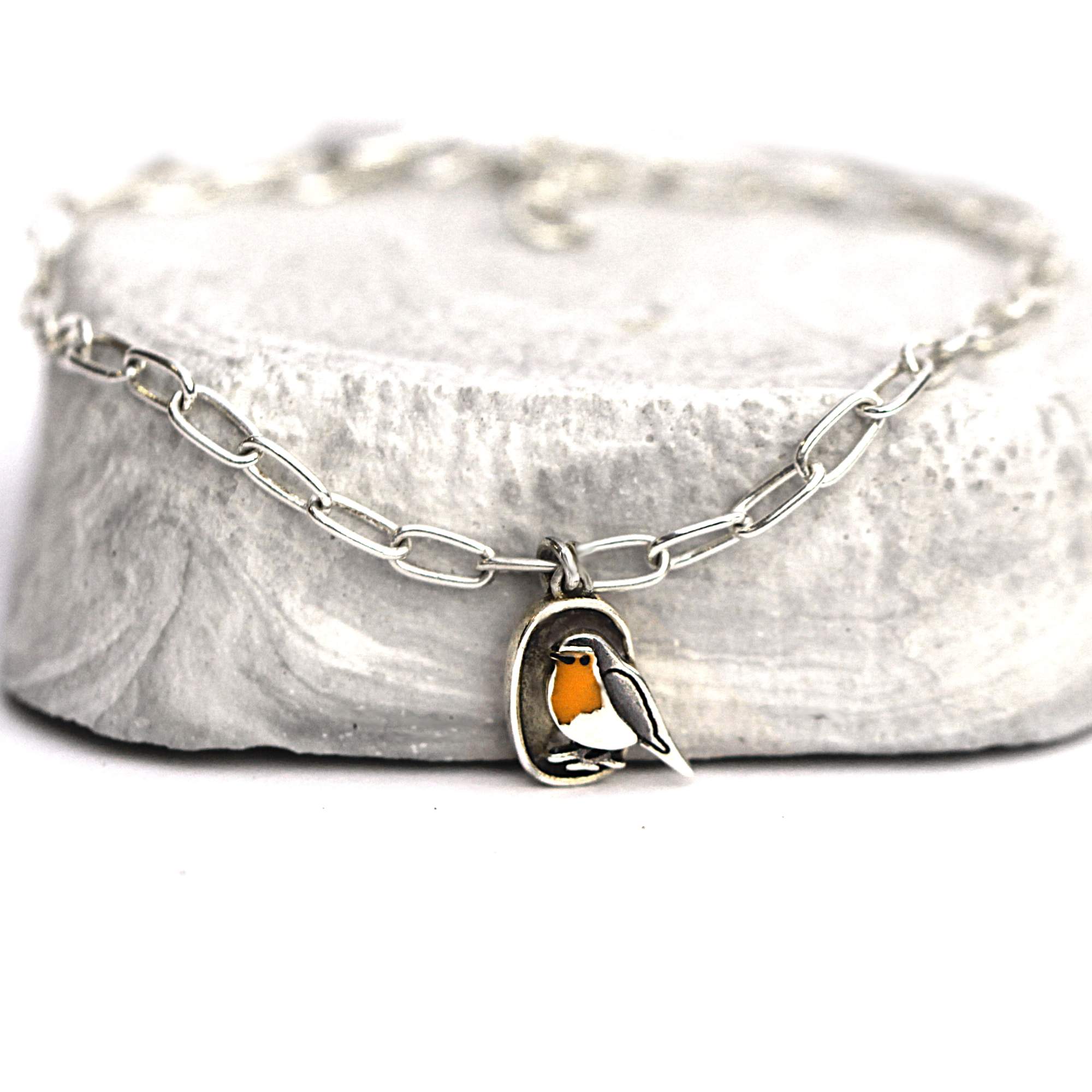 925 Silber Armband mit Rotkehlchen Anhänger