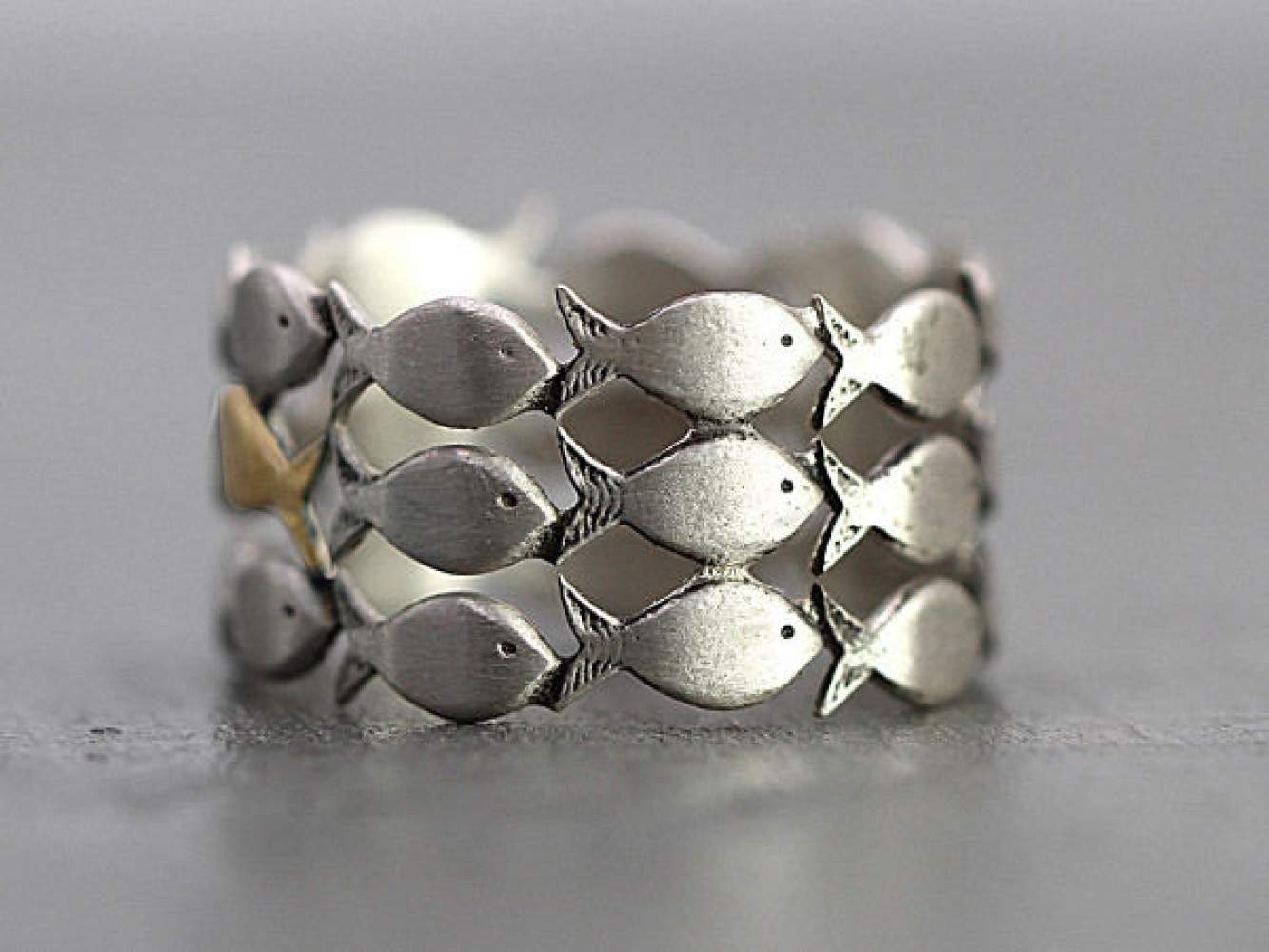 925 sterling silver FISH ring.