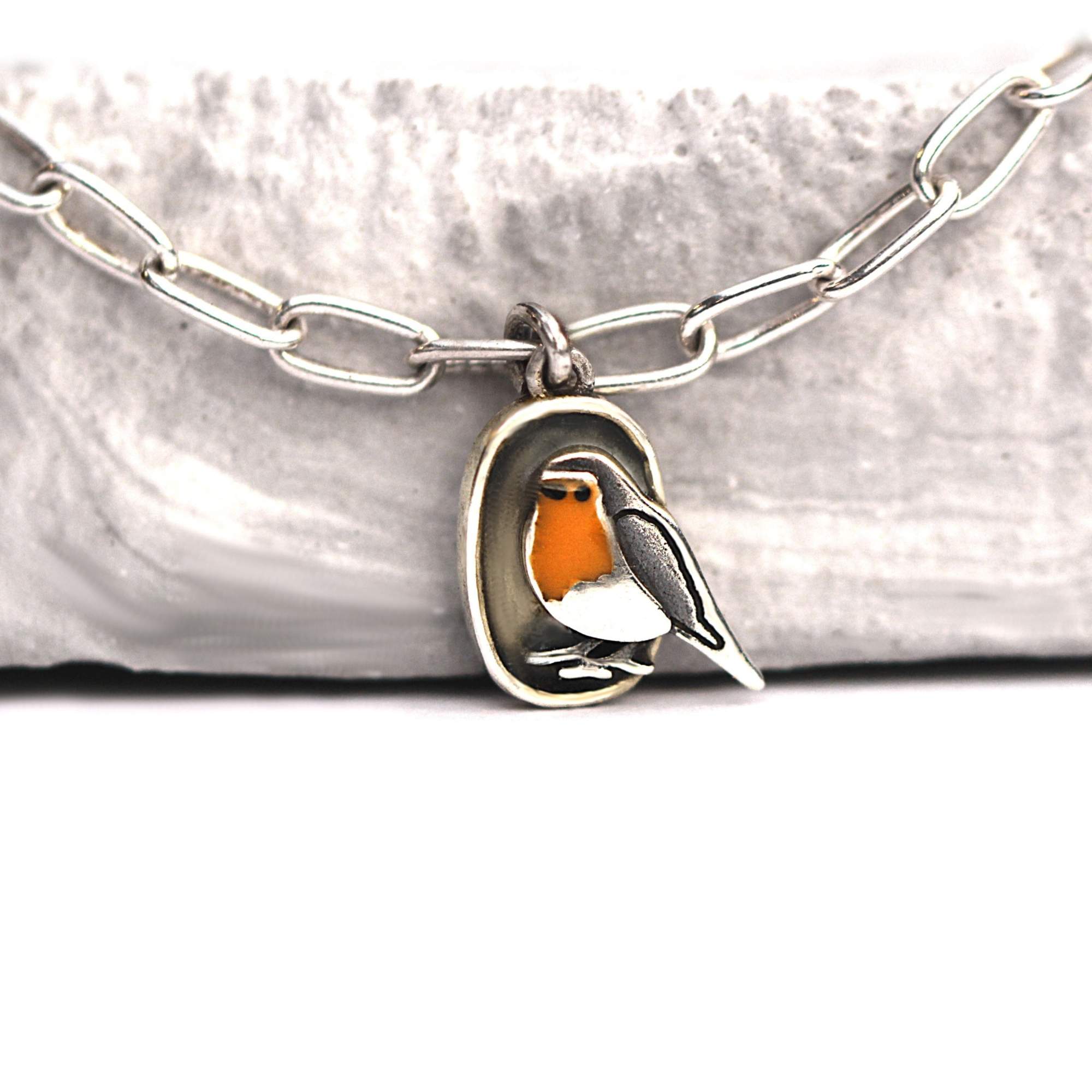 925 Silber Armband mit Rotkehlchen Anhänger