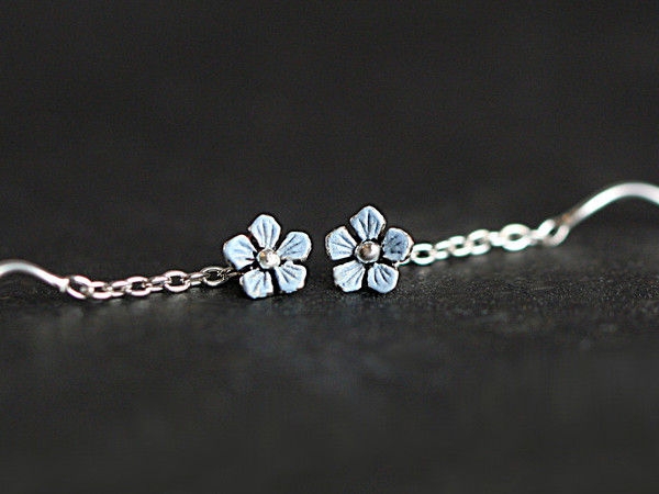 Tiny sterling Forget me Not earrings