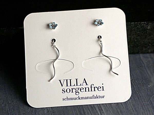 Tiny sterling Forget me Not earrings