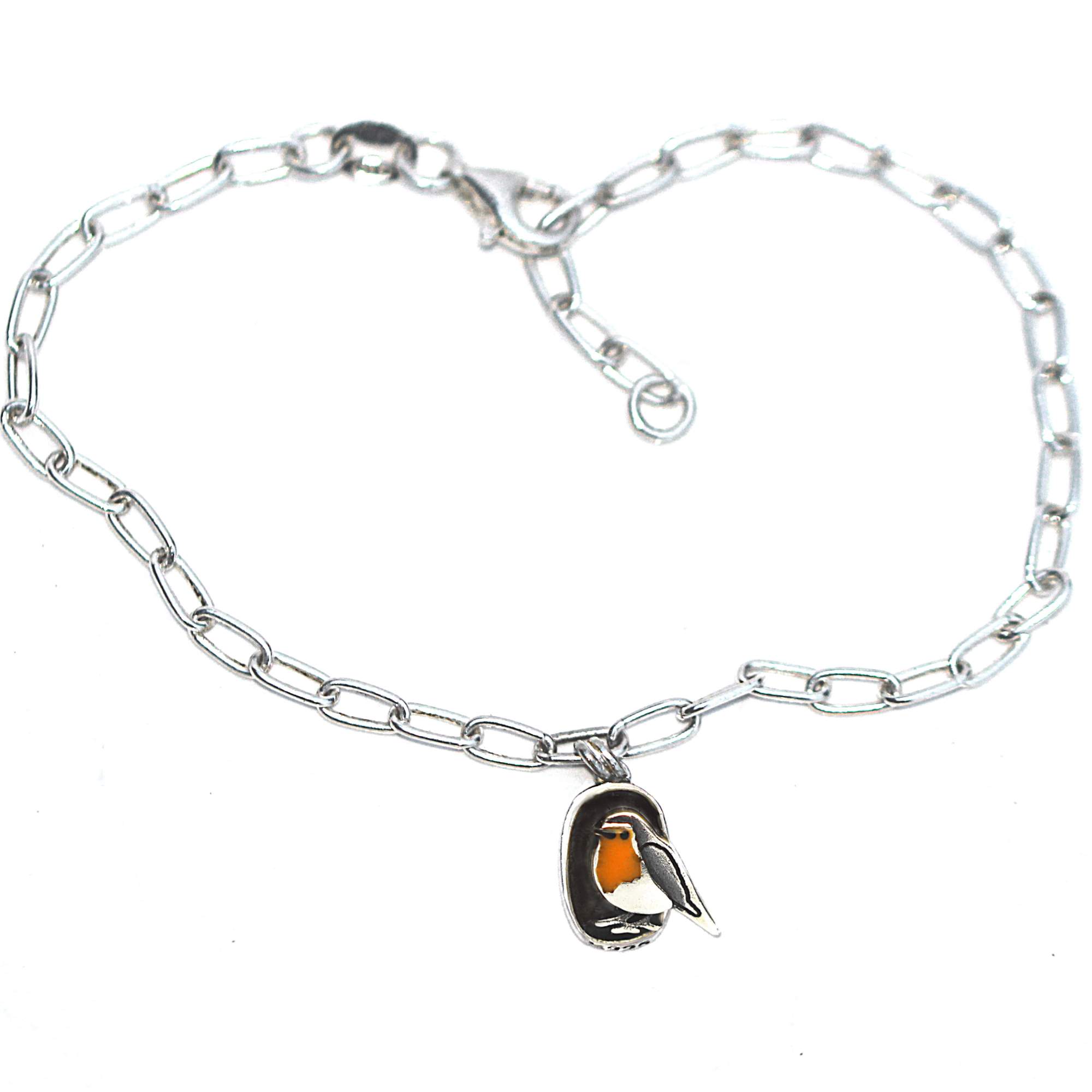 925 Silber Armband mit Rotkehlchen Anhänger