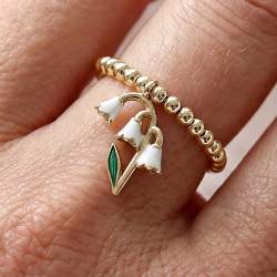 Maiglöckchen Ring 925 Silber vergoldet