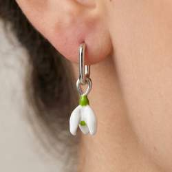 Snowdrop Earrings White Enamel
